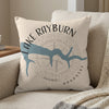 Light beige pillow with Lake Rayburn Arkansas map and compass graphic.