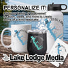 Mug, tumbler, and water bottle with Cedar Creek Lake design.