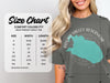 Comfort Colors 1717 heavyweight adult tee size chart with width and length measurements.
