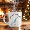White mug with "Tenkiller Ferry Lake Oklahoma" text and lake map graphic.