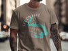 Brown t-shirt with Spoon Lake Illinois map and compass design.