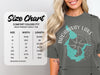 Comfort Colors 1717 heavyweight adult tee size chart with width and length measurements.