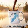 White mug with Watson Lake Arizona map design and compass rose.