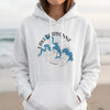White hoodie with Lake D'Arbonne, Louisiana map and compass design.