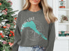 Grey sweatshirt with teal Bow Lake map and compass graphic, "Alberta" text.