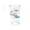 Clear glass pint glass with DeGray Lake design featuring trees and compass.