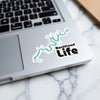 Bankhead Life sticker featuring turquoise lake outline and black text on a laptop.