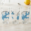 Three clear glasses feature blue maps and "Herb Parsons Lake Tennessee" text.