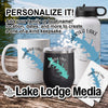 Mug, tumbler, water bottle, and coaster with Wauika Lake map graphics.