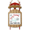 Wooden sled ornament with "Merry Christmas FROM Lewis Smith Lake" text and snowflake accents.
