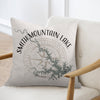 Light grey pillow with a Smith Mountain Lake map and compass design.