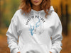 White hoodie with West Point Lake Georgia map and compass graphic.