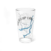 Clear pint glass with Shuswap Lake map and compass graphic.