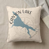 Canyon Lake Arizona map on a textured cream pillow with compass rose.