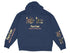 Navy blue hoodie with "Falls Lake North Carolina" text and nautical graphics.