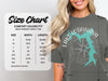 Comfort Colors 1717 heavyweight adult tee size chart with width and length measurements.