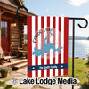 Red and white striped flag with a map of Caddo Lake and "The Smith Family" text.