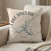 Lake Sinclair Georgia map design on a light-colored square pillow.