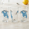 Three clear glasses with blue Lake Kissimmee Florida map design.