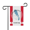 Garden flag with Lake Winnipeg map, compass rose, Canadian flags, and "The Smith Family".