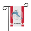 Garden flag for The Smith Family with Bow Lake Alberta design.