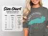 Comfort Colors 1717 heavyweight adult tee size chart with width and length measurements.