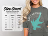 Comfort Colors 1717 heavyweight adult tee size chart with width and length measurements in inches.