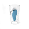 Glass featuring "Black Lake" text and blue lake silhouette with compass rose.