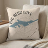 Big Bear Lake California map pillow with compass rose design.