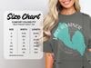 Comfort Colors 1717 heavyweight adult tee size chart includes width and length measurements.