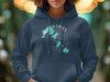 Navy blue hoodie with "Madison Lakes Wisconsin" text and compass design.