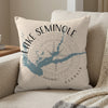 Pillow with Lake Seminole, Georgia map and compass graphic.