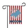 Garden flag with red and white stripes, blue Lake Quinault shape, and "The Smith Family" text.