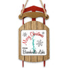 Wooden sled ornament with "Merry Christmas FROM Brookville Lake" text.