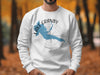 White sweatshirt with blue Lake Granby Colorado map and compass graphic.