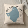 Cream pillow with blue Lake Okeechobee outline and text.