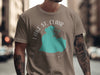 Brown t-shirt with Lake St. Clair map graphic and compass design.
