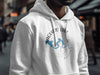 White hoodie with Saguaro Lake, Arizona map and compass graphic.