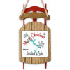 Christmas ornament depicting a sled with "Merry Christmas from Jordan Lake" text.