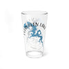 Clear glass with Evergreen Lake map and compass design, Illinois.