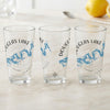 Three clear glasses with Douglas Lake Tennessee map and compass design.