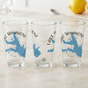 Three clear glasses display blue maps and "Lake Tawakoni Texas" text.
