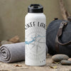 White water bottle with black lid and "Cherokee Lake, Tennessee" text and compass design.