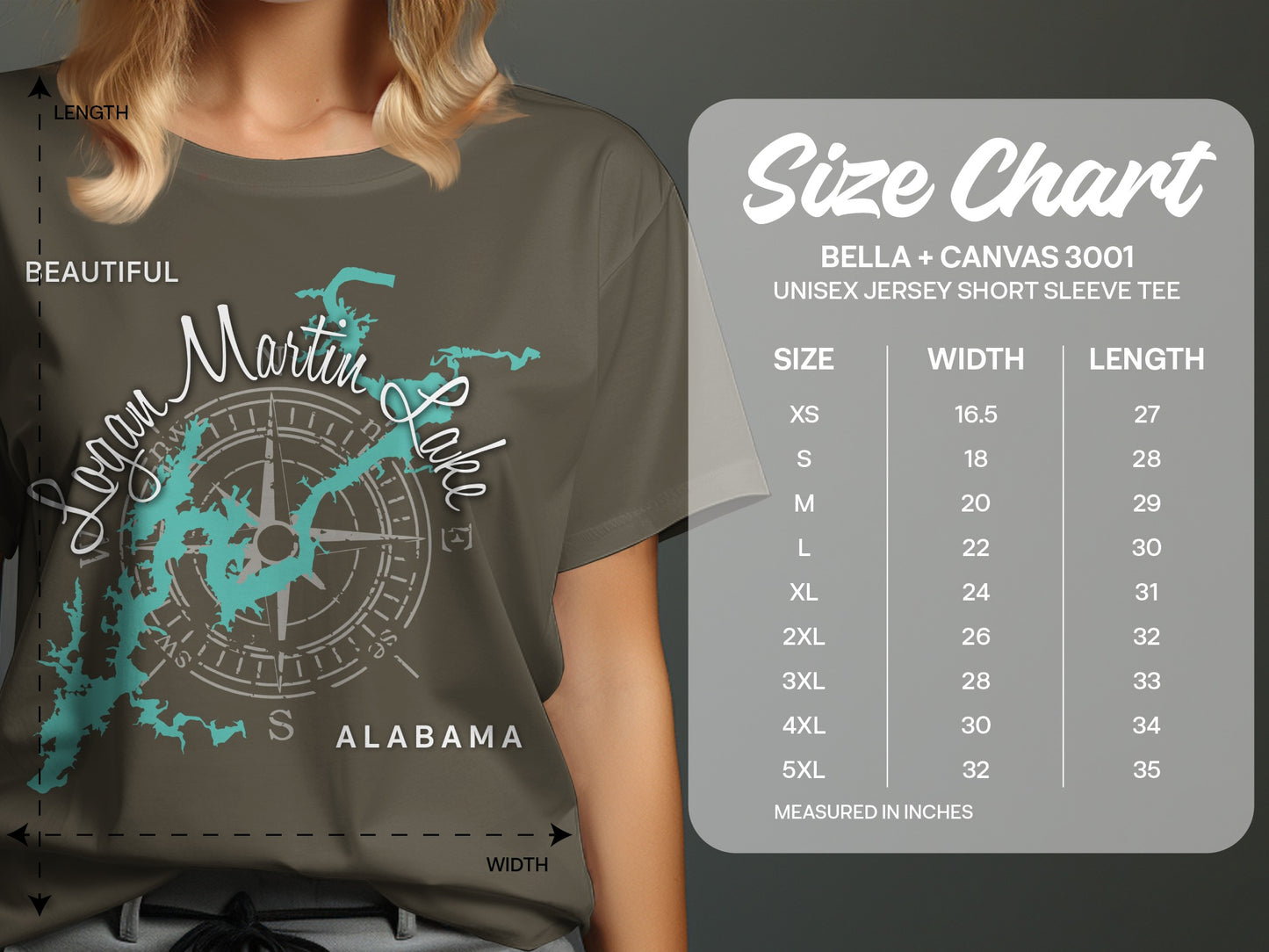 Logan Martin Lake Map Design T-Shirt or Sweatshirt