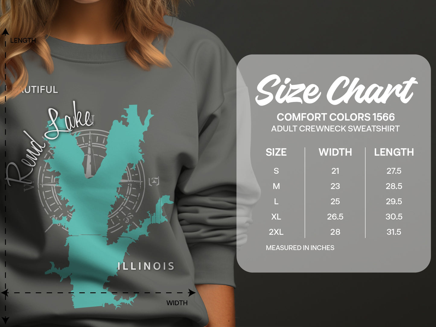 Beautiful Rend Lake Illinois Map Design T-Shirt or Sweatshirt