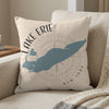 Pillow with Lake Erie map, compass, and text "Lake Erie" and "New York."