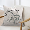 Keystone Lake Oklahoma map and compass design on a light-colored pillow.