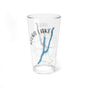 Clear glass pint glass with Keuka Lake New York text and compass graphic.
