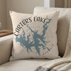 Pillow with Carters Lake, Georgia map and compass graphic.