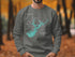 Grey sweatshirt with turquoise Lake Lanier map and compass design.